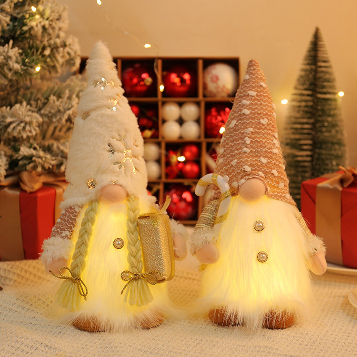 Christmas Glowing Faceless Gnome: Rudolph Doll Figurine