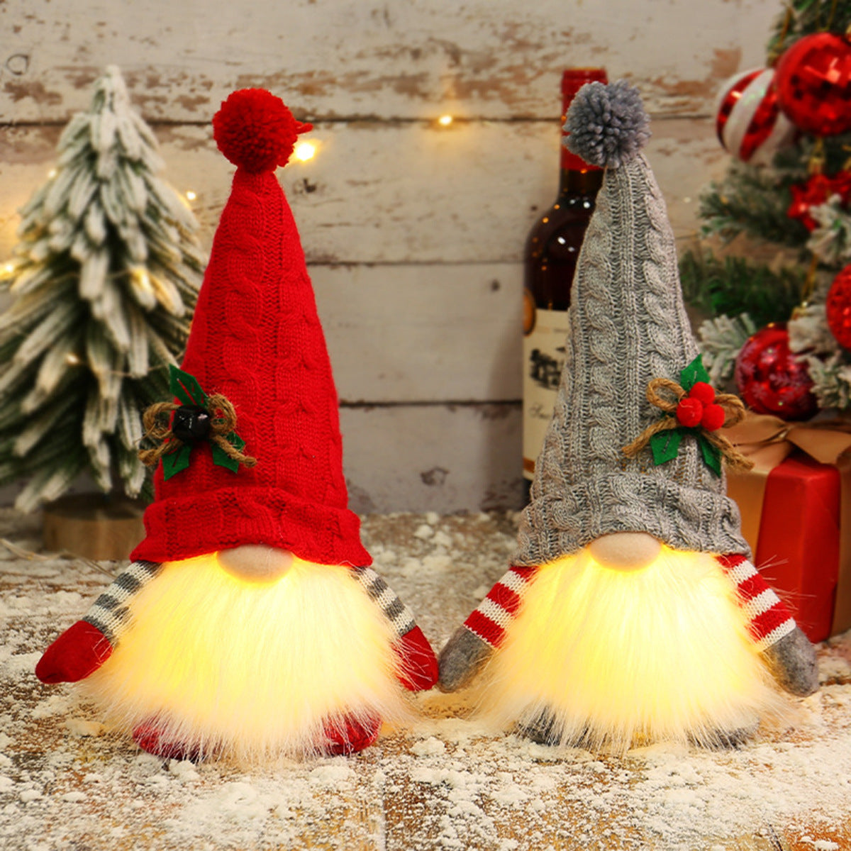 Christmas Glowing Faceless Gnome: Rudolph Doll Figurine