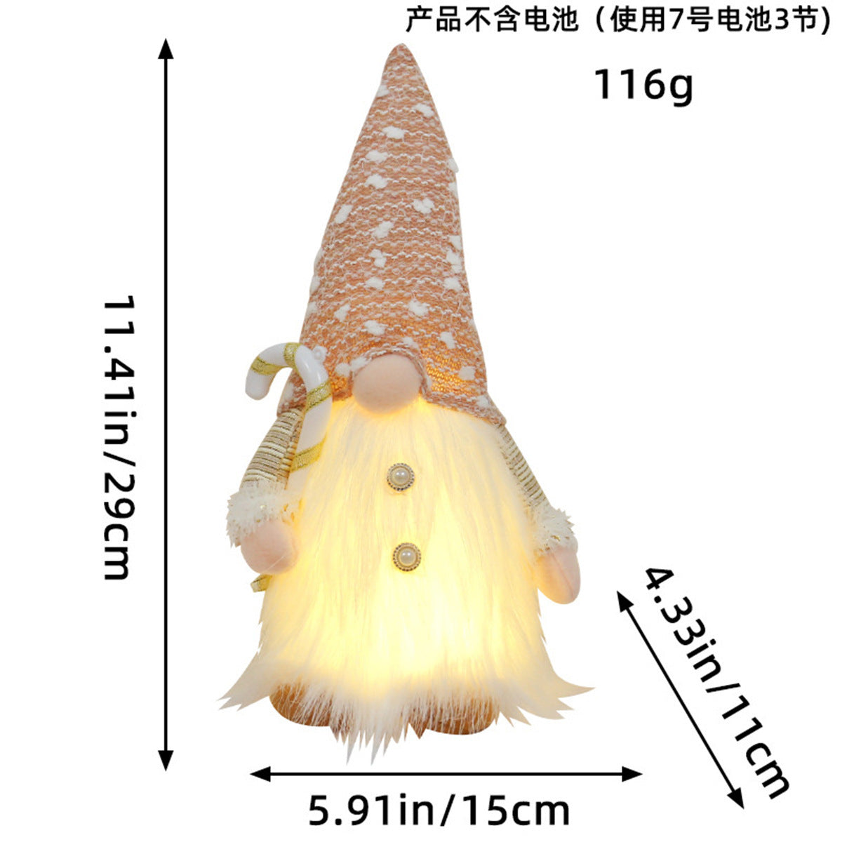 Christmas Glowing Faceless Gnome: Rudolph Doll Figurine