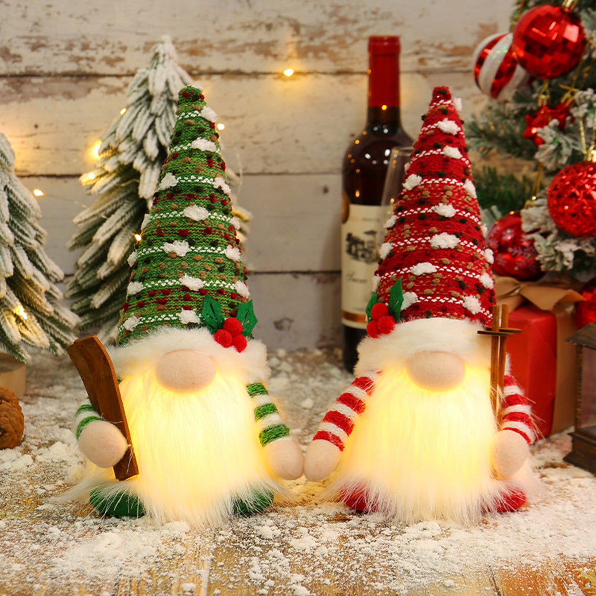 Christmas Glowing Faceless Gnome: Rudolph Doll Figurine